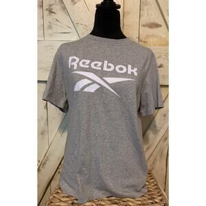 Reebok Active Training Grey T-Shirt‎ Women's White Logo Size XS New